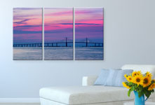 Foto metacrilato triptico sobre sofa ejemplo atardecer